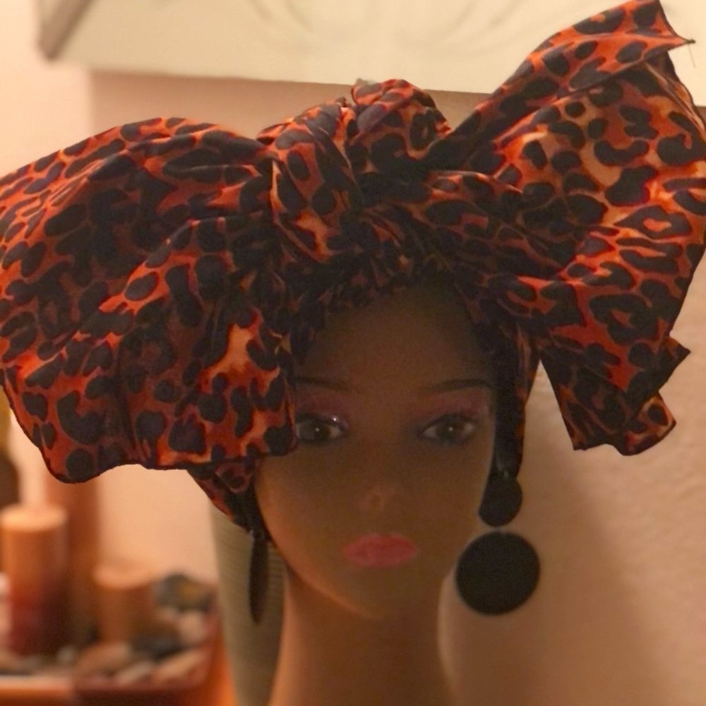 Leopard Print Ankara Head Wrap